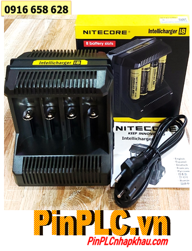 Nitecore i8, Máy sạc pin NItecore i8, sạc được 1 đến 8 pin Lithium Li-Ion, NiMh, NiCd chính hãng